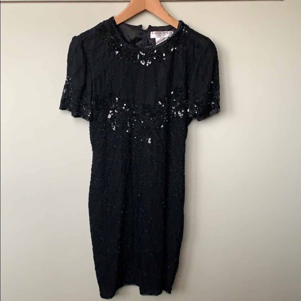 Adrianna Papell Vintage Evening Dress Beads Sequin